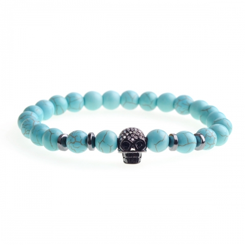 8MM Turquoise Skull bracelet