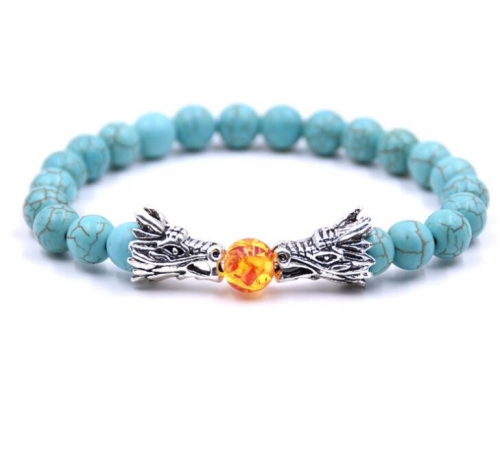Turquoise Dragon Fire Ball Stone Bead Bracelet Meditation Chinese Yoga