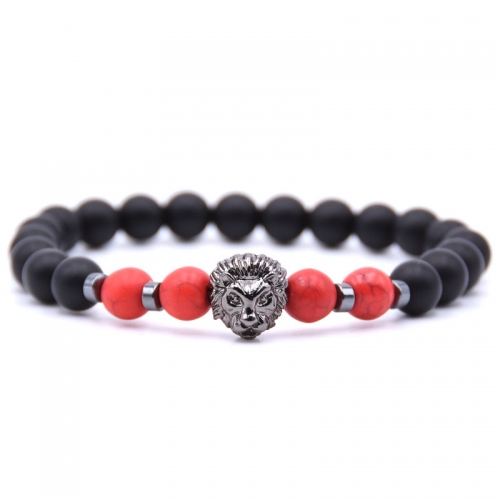 Lion Head Natural Weathering Agate Volcanic Stone Beads Bracelet Man Fashion Women Fashion Gift For Women Fashion Bracelets