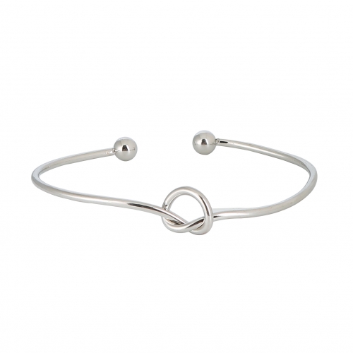 Women's Fashion 925 Silver Adjustable Bangle Simple Love Knot Cuff Bracelet