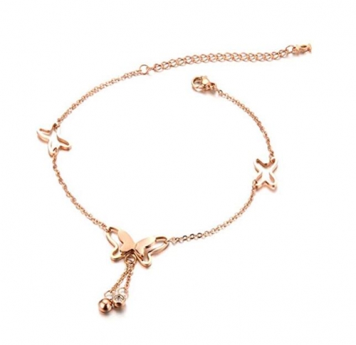 Fashion Ankle Bracelet For Women Rose Gold Butterfly Foot Chain Adjustable Jewelry