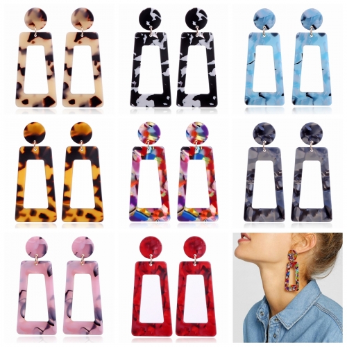 Mottled Acrylic Dangle Drop Earrings for Women Resin Stud Earrings Bohemian Statement Drop Dangle Earrings Fashion Jewelry
