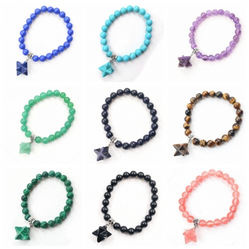 8 Stars  Stone Bracelet for Unisex, Stretchy 7 Chakra Wrist Bracelet for Women and Men