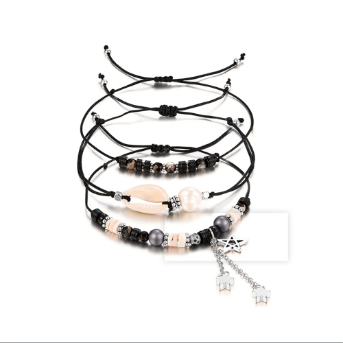 Handmade Adjustable Sea Shell Wrap Bracelet Bohemian String Braided Beads Anklets Gifts for Women Girls