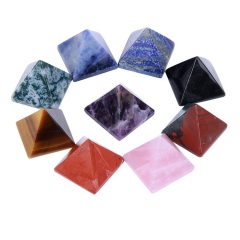 Natural Pyramid Carved Chakra Healing Crystal Reiki Stone Radiation Deflection Home Decor Gift Decoration Crafts 1Inch