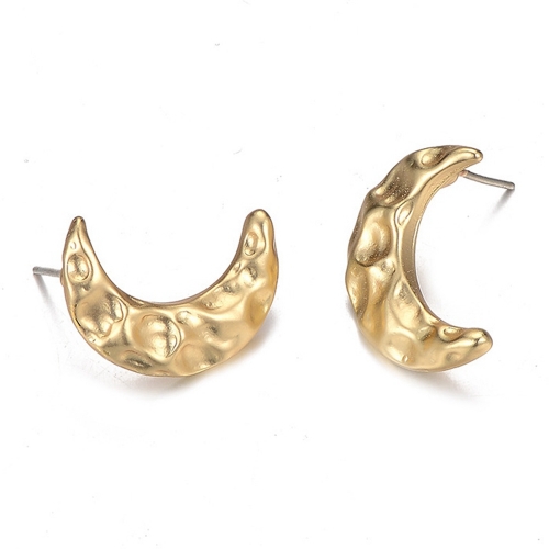 Gold / Silver Geomotry Crescent Moon Stud Earrings for Women Girls