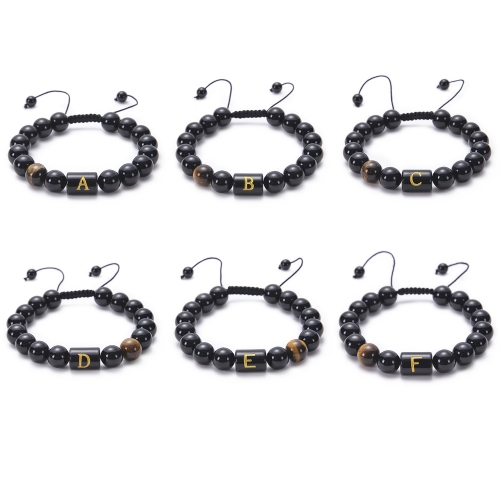 Black agate bracelet 26 letter black agate bracelet 26 letter adjustable bead bracelet