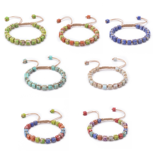 Square Emperor Stone Bracelet Braided Seven Chakra Stone Bracelet Handmade Jewelry for Women Yoga Beads