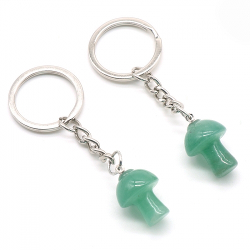 Healing Chakra Gemstone Mushroom Pendant Key Rings for Women Men Natural Quartz Crystal Rock Charm Choker Jewelry Bags Car Keychain