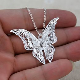 Silver Lovely Butterfly Pendant Necklace Jewelry for Women Girls Kids, Pendants Chain Necklaces 20+2 inch
