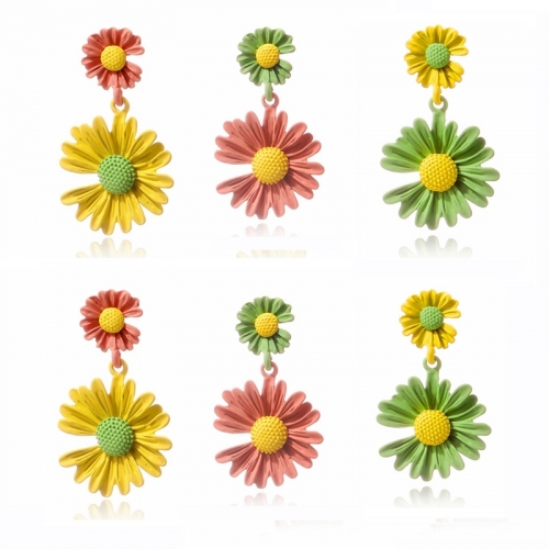 Small Daisy Stud Earrings for Women Girl S925 Silver Needle Color Sunflower Flower Hypoallergenic Earrings for Sensitive Ears