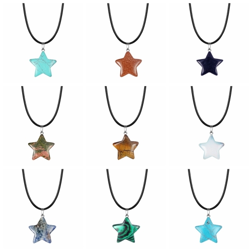 Natural Crystal Star Pendant Healing Crystal Quartz Chakra Gemstone Rock Charms Mixed for Necklace Jewelry Making