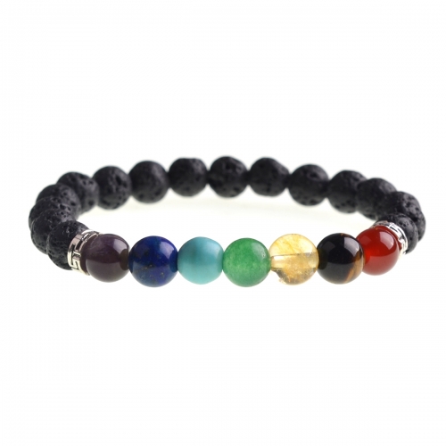 Natural Stone Bracelet for Men and Women with Seven Gem Essential Oil Diffusion Yoga Bracelet