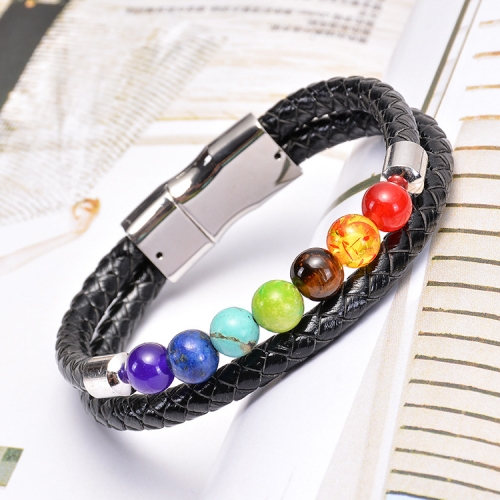 Fashion High Quality Colorful Charkra Beads Bracelet,Hot Handmade Gemstone Beads Charm Men Bracelet Jewelry
