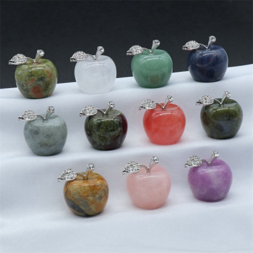 35mm Natural High Quality Mix Material Pumpkins Crystal Crafts Diamond Gemstone Apple Christmas Gift For Decoration