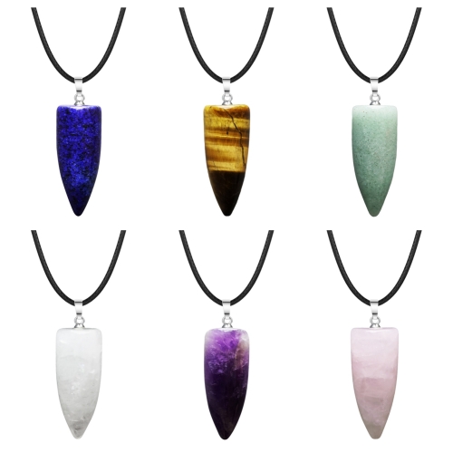 1 Pc Natural Bullet Chakra Stone Pendant Necklace Healing Energy Crystal Jewelry Charms for Men Women