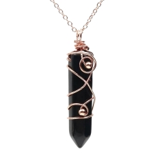 Obsidian+Rose Gold chain